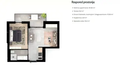 Stan 43,6 m², Umag - 2 spavaće sobe i terasa - 8