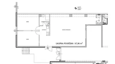 Gewerberaum 98 m², Lapad - funktionale Raumaufteilung - 2
