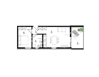 Apartment 48.8 m², Vodice - 1 bedroom, loggia 9.65 m² - 2