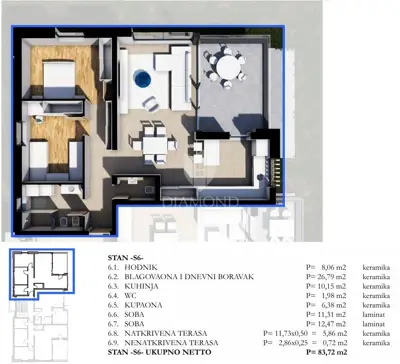 Apartment 83.72 m², Labin - new build near the center - 3