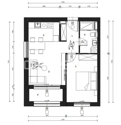 Apartment 47,73 m², Črnomerec - 2 rooms, loggia - 3