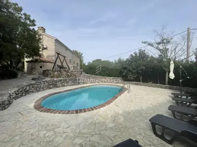 Stone houses with pool, Dobrinj and surroundings - yard and terrace - 10