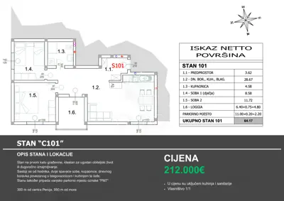Stan 64 m², Peroj - mirna lokacija blizu mora - 19
