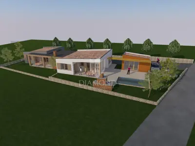 Građevinsko zemljište 869 m², Grožnjan - idejni projekt za dvojnu kuću