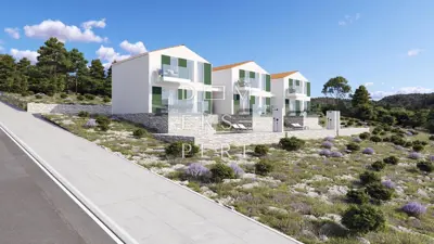 Vlašići, Zweigeschossiges Apartment (Reihenhaus) mit Pool und Meerblick