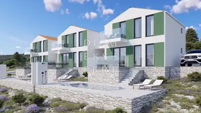 Vlašići, Two-storey apartment (terraced house) with pool and sea view - 2