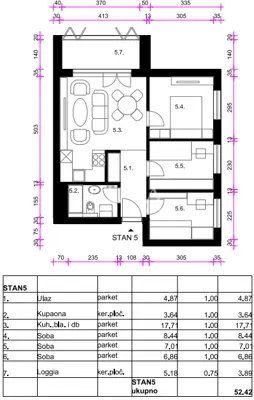 Apartment 52 m², Resnik - 3 rooms + living room in a new project - 7