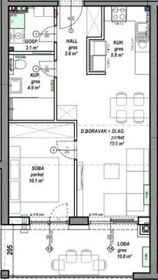 Stan 46 m², Čakovec Globetka, lođa 10,8 m² - 6