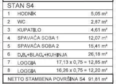 Apartment 91.8 m², Novigrad - two loggias 33 m² - 5