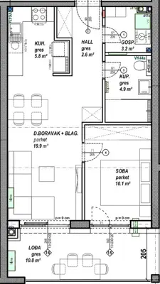 Stan 47 m², Globetka, Čakovec - lođa i odabir obloga - 6