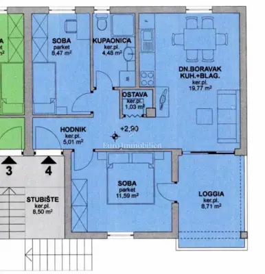 Apartment 56.9 m², Šilo - 2 bedrooms and loggia - 10