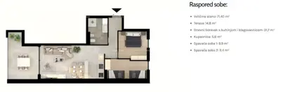 Stan 71 m², Umag - 2 spavaće sobe i terasa - 7