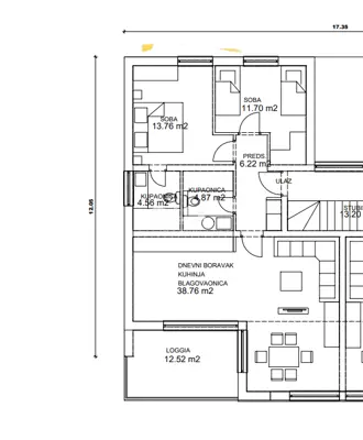 Stan 91,6 m², Pakoštane - 2 sobe, loggia i parkirno mjesto - 12