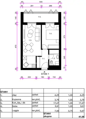 Wohnung 41 m², Resnik - 1 Zimmer + Wohnzimmer, Tiefgarage - 7