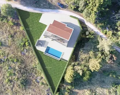Na prodaju građevinsko zemljište s projektom kuće i bazenom – Vrh, Kaštel, Buje