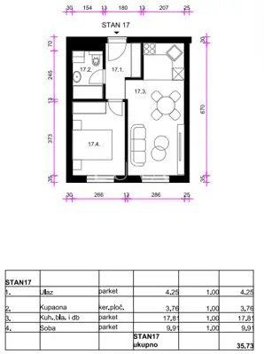 Wohnung 35,7 m², Resnik - 1 Zimmer + Wohnzimmer, neues Projekt - 7