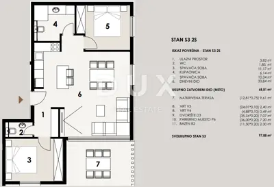 Stan 90,87 m², Privlaka - vrt, bazen i pogled na more - 17