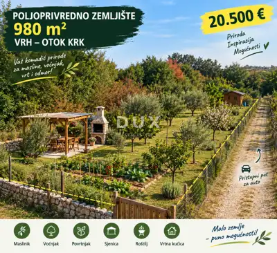 Agricultural land 980 m², Vrh - regular shape and access road - 2