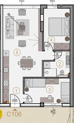 Wohnung C106 1. Stock, Poreč, 2 Schlafzimmer und Wohnzimmer - 8