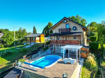 Hrnjanec, Investicijska drvena kuća s bazenom, 178 m²-okolica Zagreba - 2