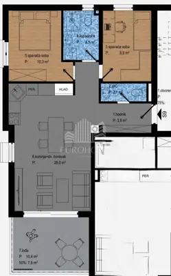 Penthouse 89 m², Vidikovac, Zadar - Dachterrasse - 7