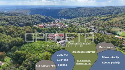 Baugrundstück 2.222 m², Markuševec, atemberaubender Panoramablick