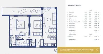 Apartman 113,90 m², Crveni Vrh - 2 spavaće sobe, balkon - 21