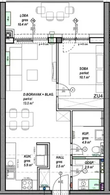 Apartment 46 m², Čakovec - Globetka, loggia 10 m² - 6