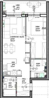 Stan 51 m², Čakovec Globetka, lođa i odabir obloga - 6