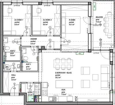 Apartment 99 m², Čakovec - Globetka, balcony 11 m² - 6