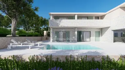 Vila 227 m², Stara Novalja - pogled na more i bazen - 2