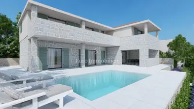 Vila 227 m², Stara Novalja - pogled na more i bazen - 4