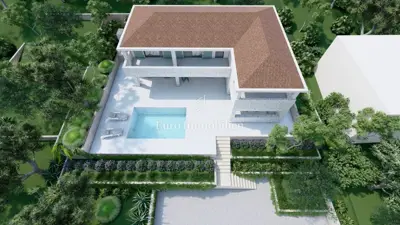 Vila 227 m², Stara Novalja - pogled na more i bazen