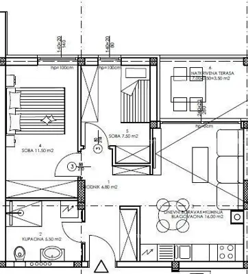 Stan u Puli, Veli vrh, 2 spavaće sobe i terasa