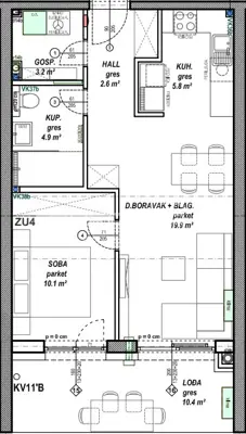 Apartment 47 m², Čakovec - Globetka, loggia 10 m² - 6