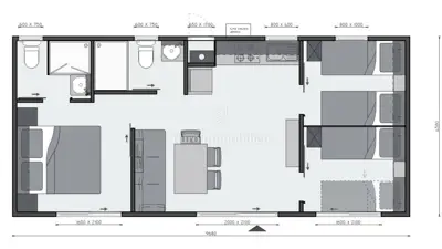 Mobilna kućica 42,68 m², Biograd na Moru - 3 sobe, terasa - 20