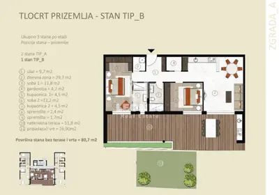 Wohnung 81 m², Novigrad - Garten und Meerblick - 17