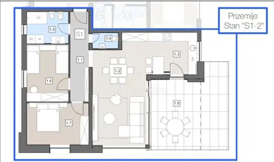 Apartment 85.50 m², center of Labin - 2 rooms, ground floor - 2