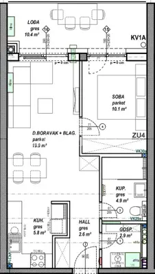 Apartment 46 m², Čakovec - Globetka, loggia 10.4 m² - 6