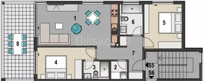 Pag, Mandre, novogradnja stan 76,25 m², na 2 katu zgrade, terasa - 7