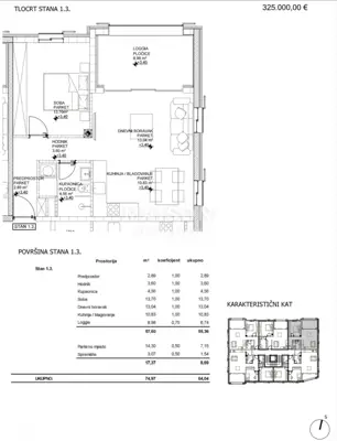 Wohnung 57,60 m², Cres, Zentrum - 50 m vom Meer - 9