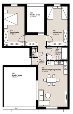 Stan 97,72 m², Žitnjak - 3 sobe, 2 terase - 13