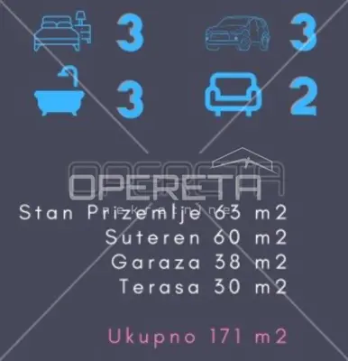 NAJAM, STAN, Trešnjevka, dvoetažni, 4 sobni - 2