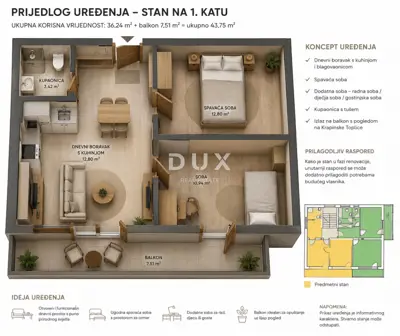Krapinske Toplice, dvosobni stan, 36,24 m², prilika