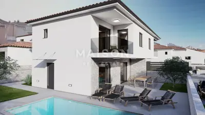 Malinska - semi-detached house with sea view