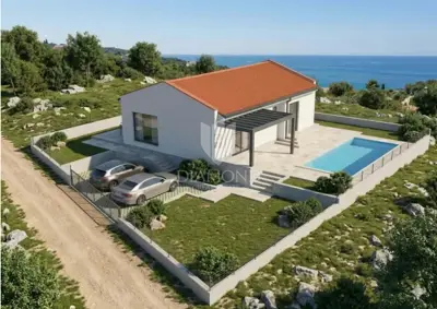 Kuća 65 m², Peruški - bazen i otvoren pogled na more