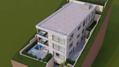 Brela, Baugrundstück mit Meerblick und Projekt - 9