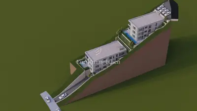 Brela, Baugrundstück mit Meerblick und Projekt - 16