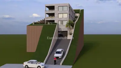 Brela, Baugrundstück mit Meerblick und Projekt - 5