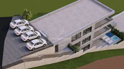 Brela, Baugrundstück mit Meerblick und Projekt - 8